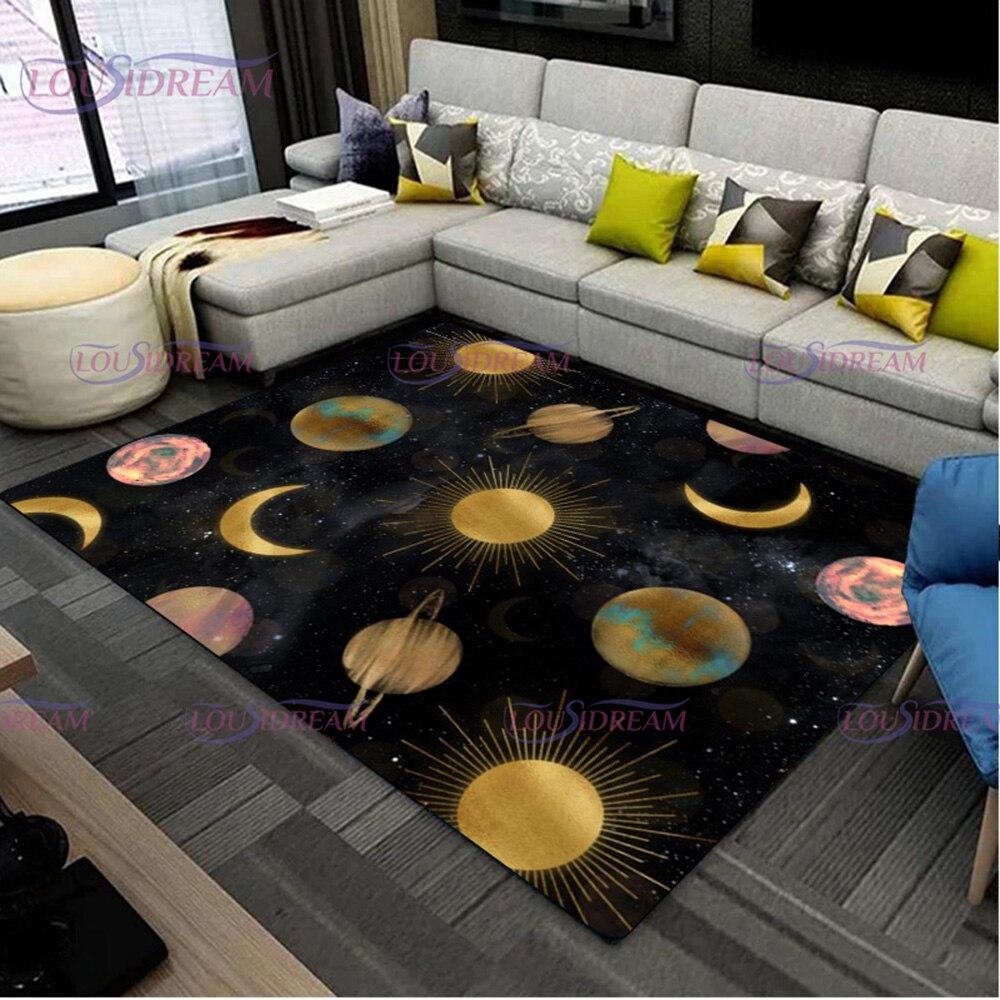 Golden Sun and Moon Carpet Entrance Door Floor Mat Abstract Geometric Optical Doormat Non-slip Floor Mat Living Room Decor Rug