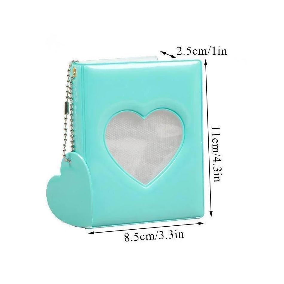 1Pcs Cute 3-inch Solid Color Photo Album Love Hollow Photocard Holder Heart Pendant Cards Collect Book Albums Portable Household