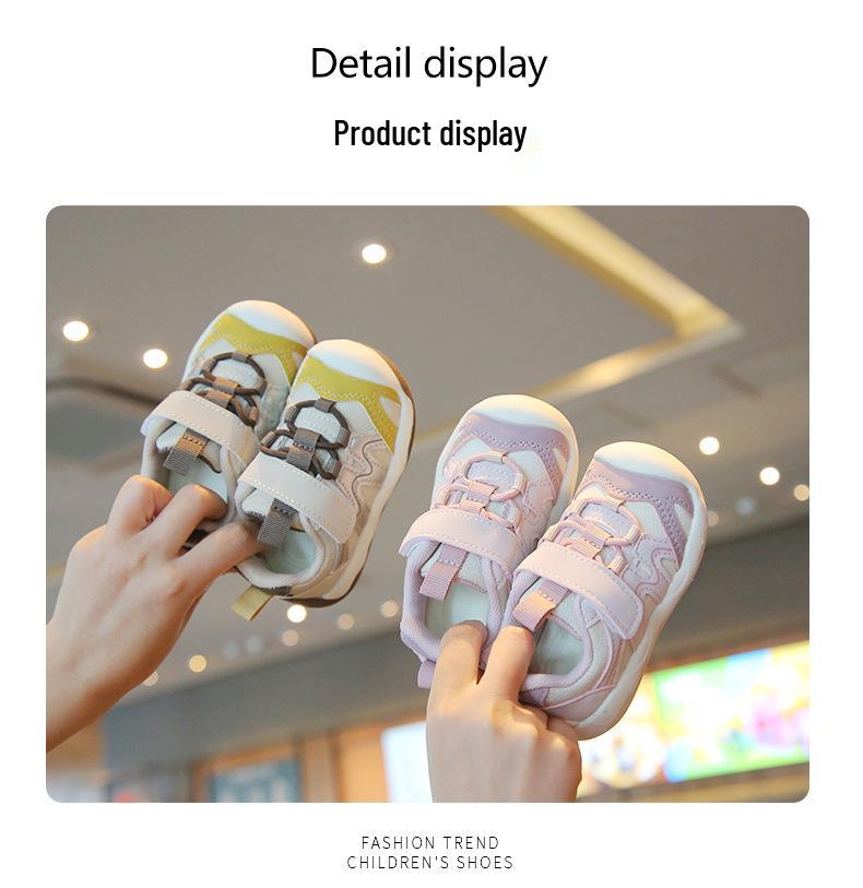 Breathable Anti-Slip Soft Sole Baby Walking Shoes - Boys & Girls Color Block Magic Tape
