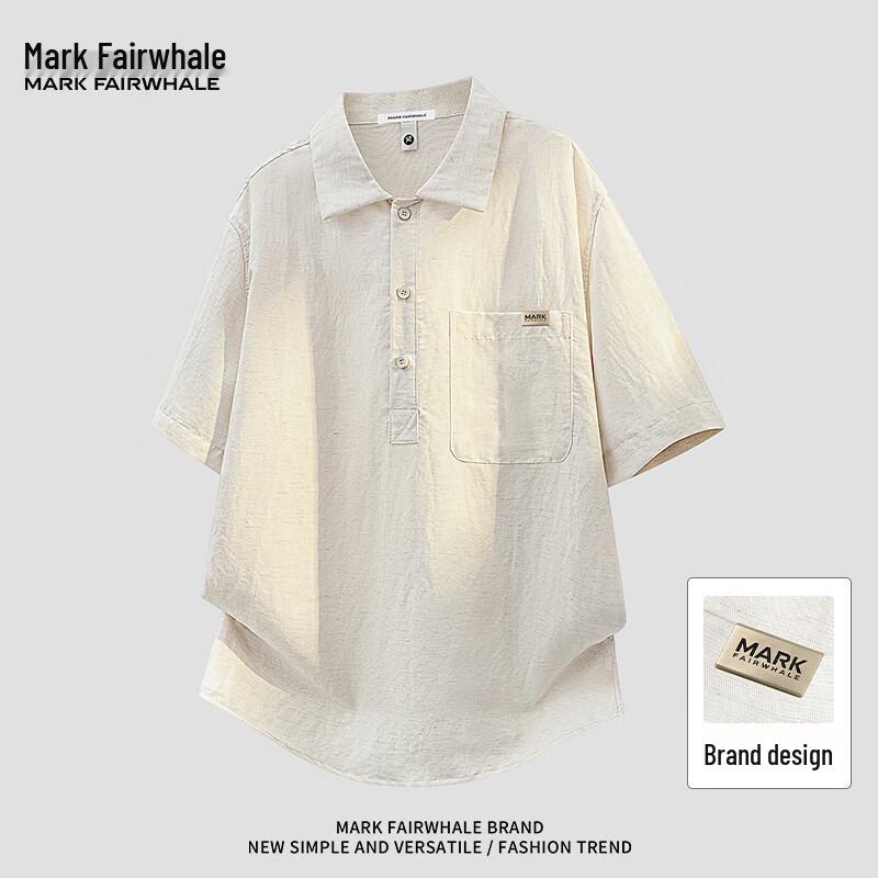 Mark Fairwhale Men s Tencel Linen Blend Casual Polo Shirt M