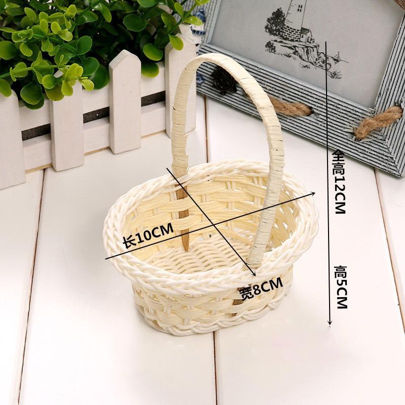Children s Mini Picking Storage Basket Woven Flower Basket Vegetable Picking Portable Basket Pastoral Rattan Plastic Tube Flower Basket