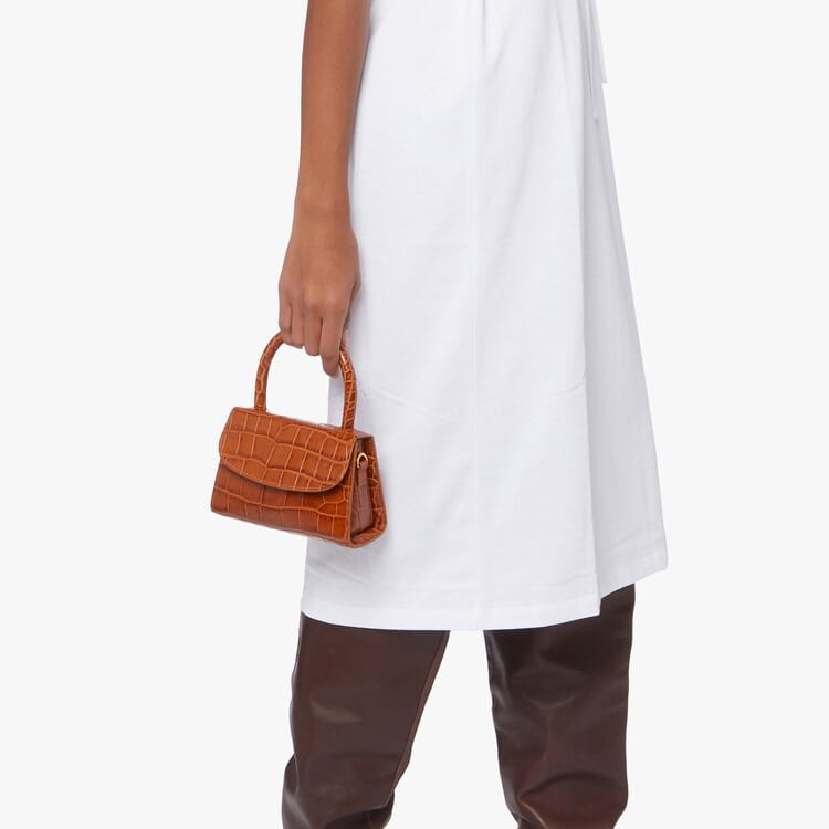 By Far Croco Cow Leather One Shoulder Handbag Mini Women's Brown 18FWMINATNDSMA