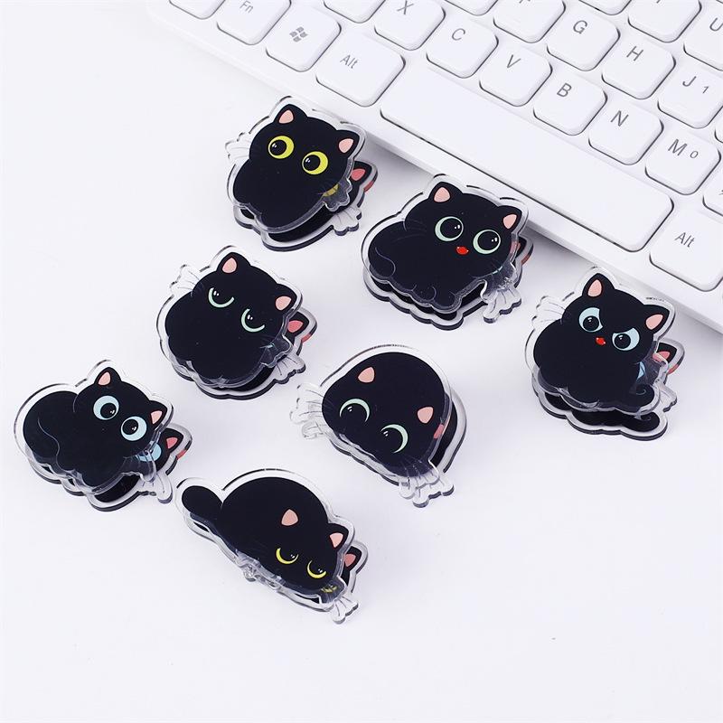 Black Cat Cartoon Acrylic Double-Sided Snack & Journal Sealing Clip