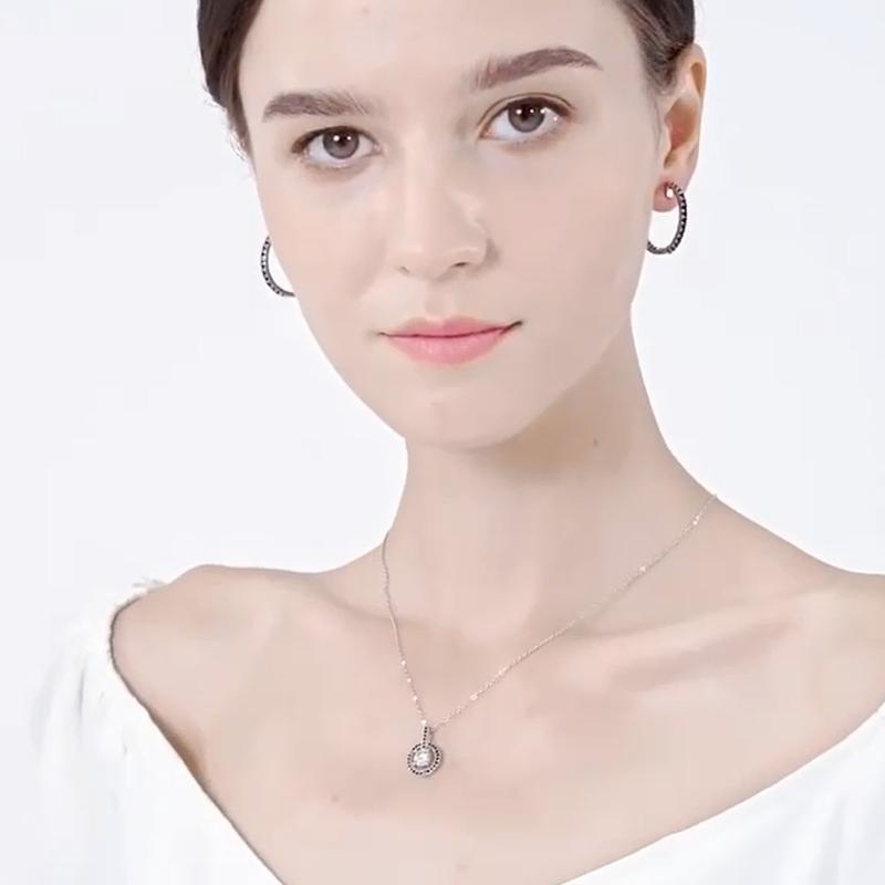 Black Awn Schwarzer Stein Halsketten Anhänger für Frauen