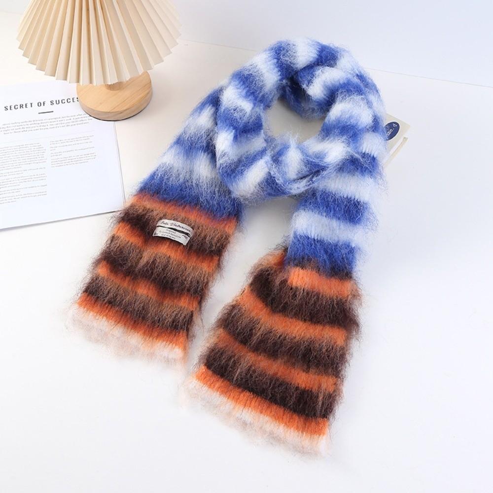 

Striped Woolen Scarves Warm Thickened Shawl Wrap New Winter Cashmere Scarf Women жёлтый/синий
