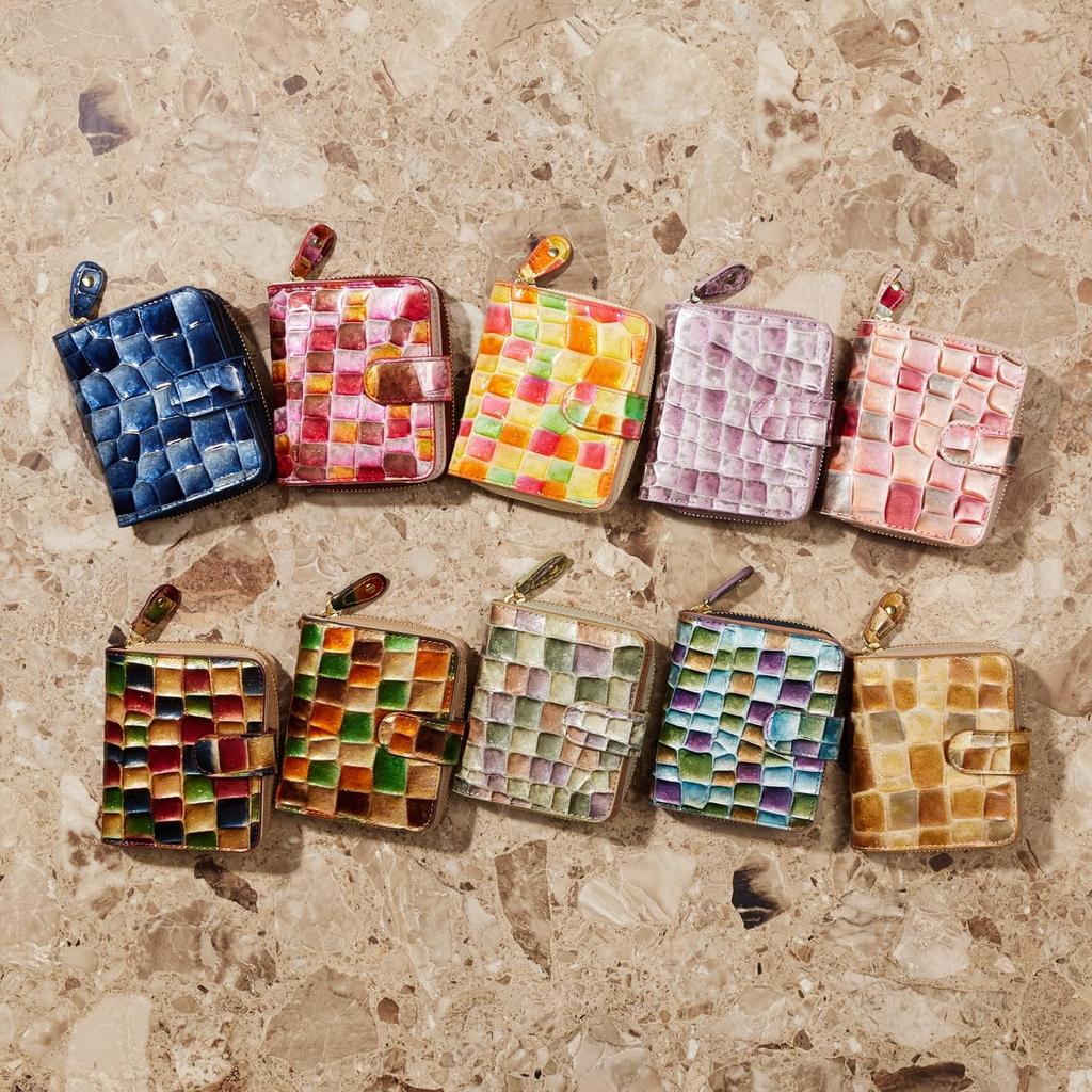 FRANCK ROSSINI Le Murrine, a Women's Bifold Wallet Featuring a Zipper Closure, Made from Italian Cowhide Leather. "Looks Like a Mini Wallet, But