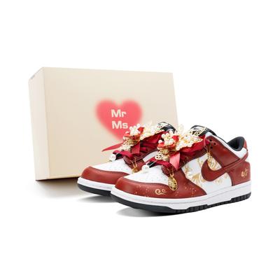 Scarpe Skateboard Basse Dunk Antiscivolo Resistenti all'Abrasione da Donna Rosse CW1590-100(Team44-)