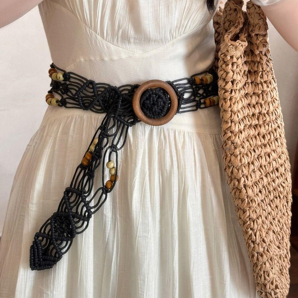 Retro Weave Belt Woven Ethnic Style Waistband Vintage Bohemian Style Belt  Women