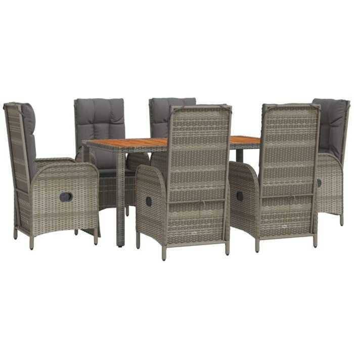 VidaXL Garden Dining Set and Cushions 7 Pcs Grey Rattan, Dining Set, Dining Set 3185051