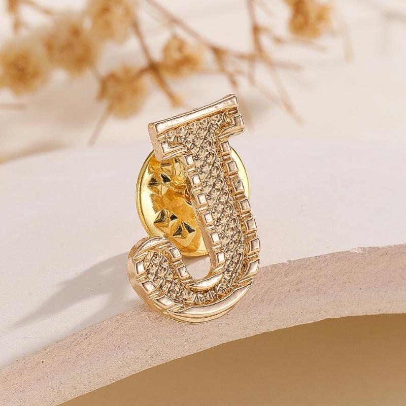 2Pcs New Metal Initial A To Z 26 Letters Pin Suit Shirt Collar Lapel Brooch Pin Badge Fashion Jewelry For Men Women Accessories