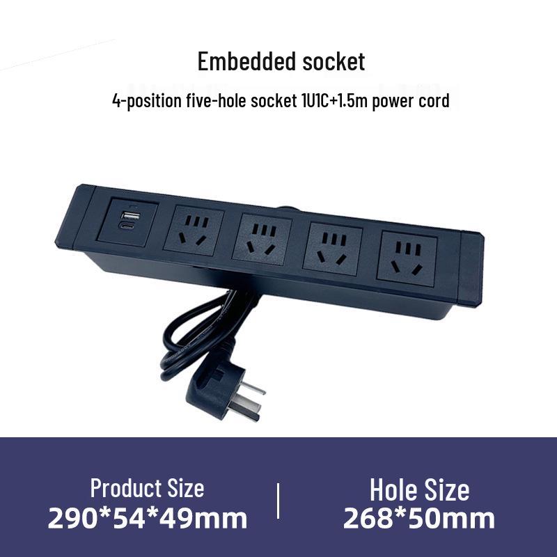 Multifunctional Embedded Desk & Bedside Power Strip with USB
