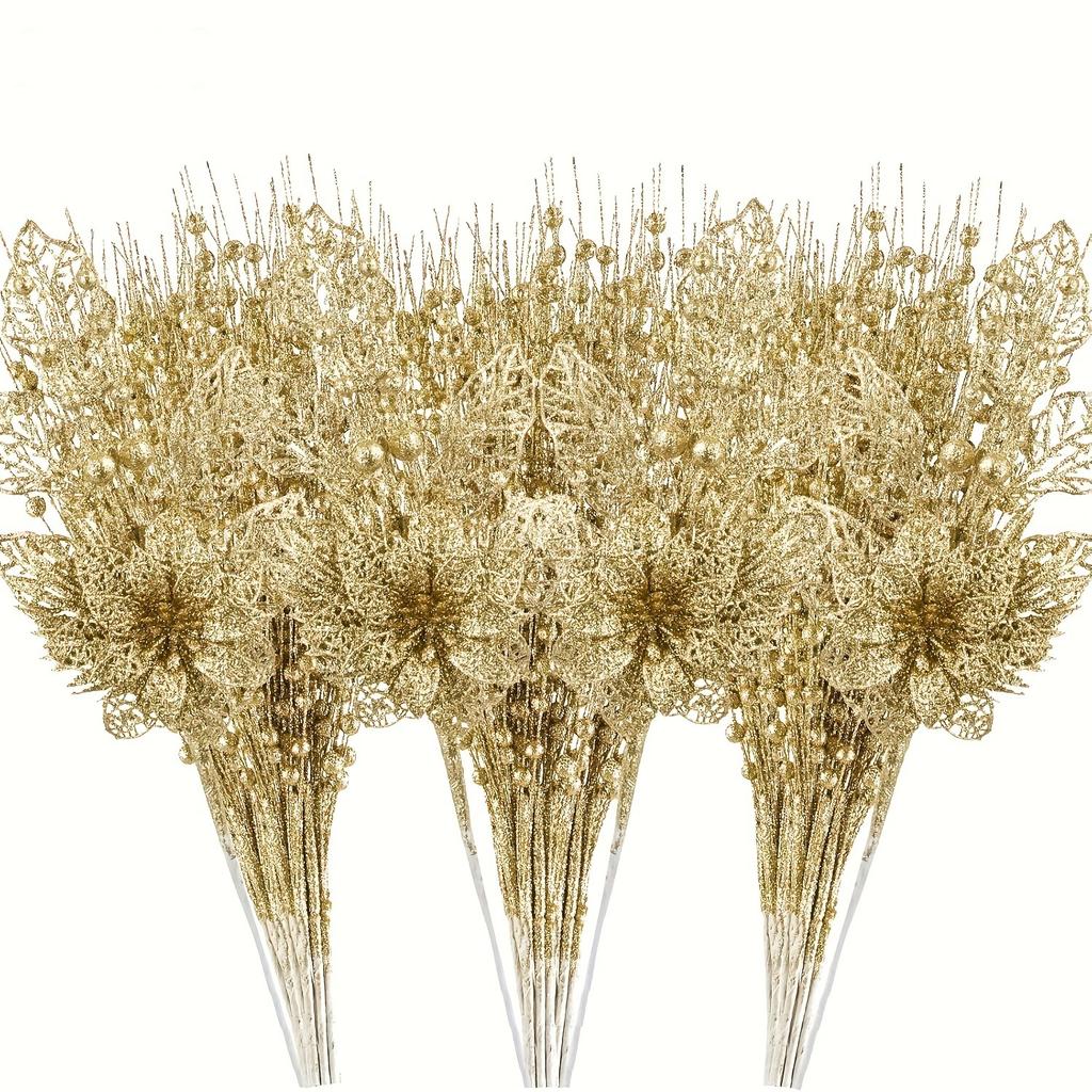 13Pcs Artificial Flowers Berry Bouquet Christmas Decoration Xmas Tree Ornaments for Home Room Decor New Year 2026 Gift Accessory