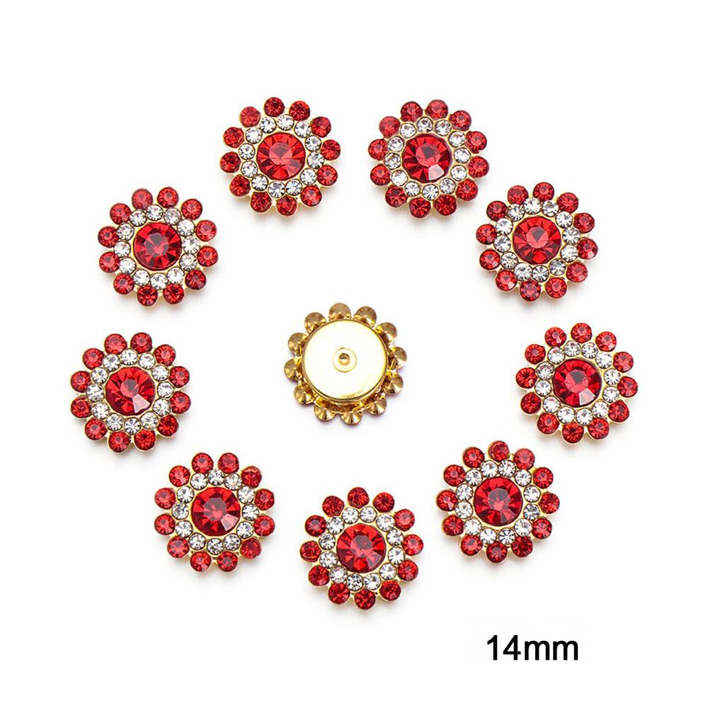10PCS 16mm Rhinestone Snowflake Buttons DIY Craft Flatback Plating Pearl Buckle Clothing Decoration Hairpin Accessories