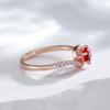 Trend Ehering für Damen in Roségoldfarbe Rund Roter natürlicher Zirkon Accessoires Täglicher feiner Schmuck Kristallgeschenk