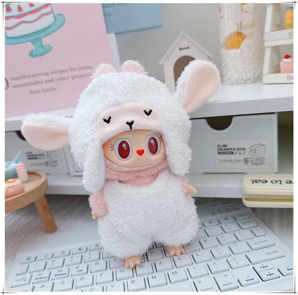 First, Second, and Third Generation Labubu Doll Clothes: 17cm Plush Onesie for 10cm Labubu Dolls, Cute Cartoon Design