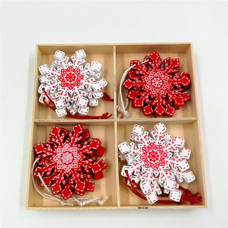 12-Piece Wooden Christmas Decorations Set - Pure Wood Pendants (Deer, Bells, Snowflakes, Stars) | Xmas Tree Ornaments