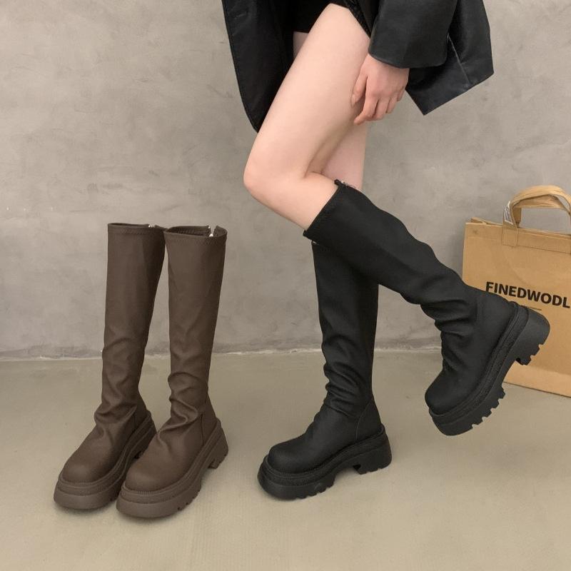 But Knee Boots Women's Autumn 2025 New Elastic Thin Boots Small Thick-soled High Knight Boots