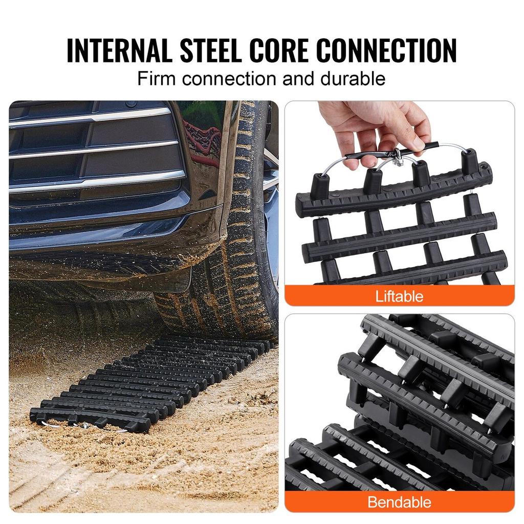 2PCS Traction Boards with TPR for Mud Snow Sand Storage Bags Short Black