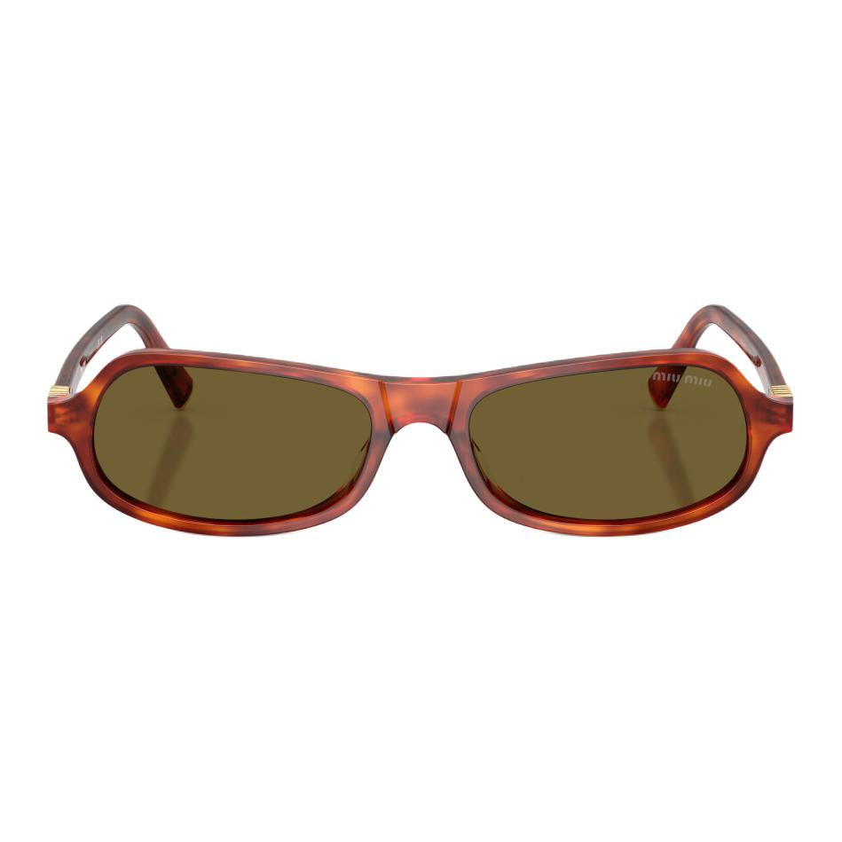 Miu Miu Elegant Brand Logo Acetate Irregular Frame Sunglasses Women sunglasses Havana Cognac MUB10SU11P09Z
