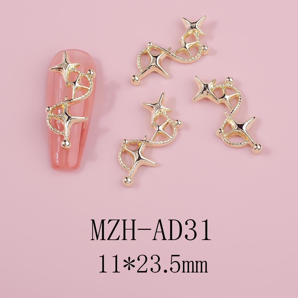 Metal Pentagram Nail Art Jewelry DIY Hollow Three-dimensional Nail Accessories Alloy Star Nail Art Diamond Jewelry 10pcs