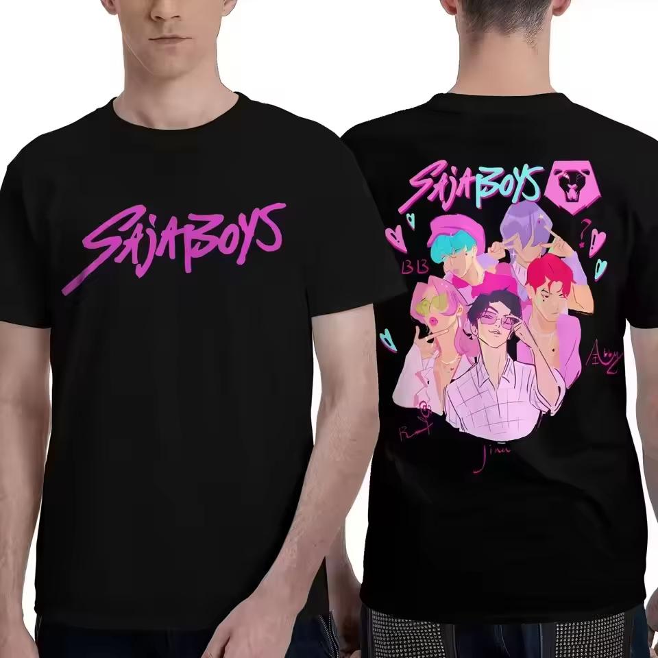 KPop Demon Hunter T-shirt 3D Saja Boys Print Kid Anime Tee Y2k Top Men Women Short Sleeve T Shirt Harajuku Cute Clothes for Girl