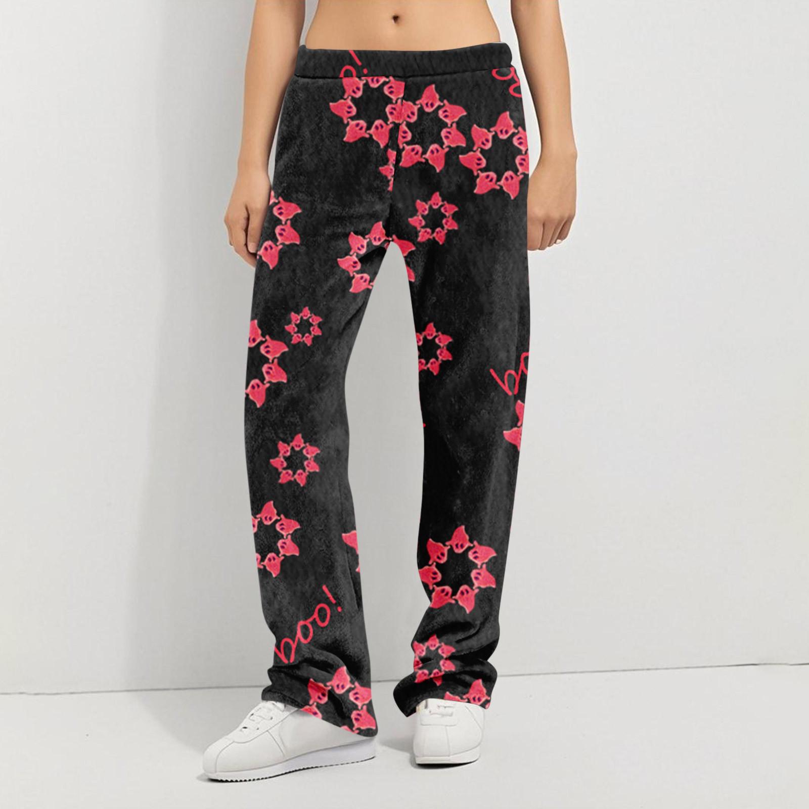 

Пижамные штаны в стиле аниме, повседневные брюки с эластичной резинкой на талии, удобные прямые свободные брюки для йоги M красный