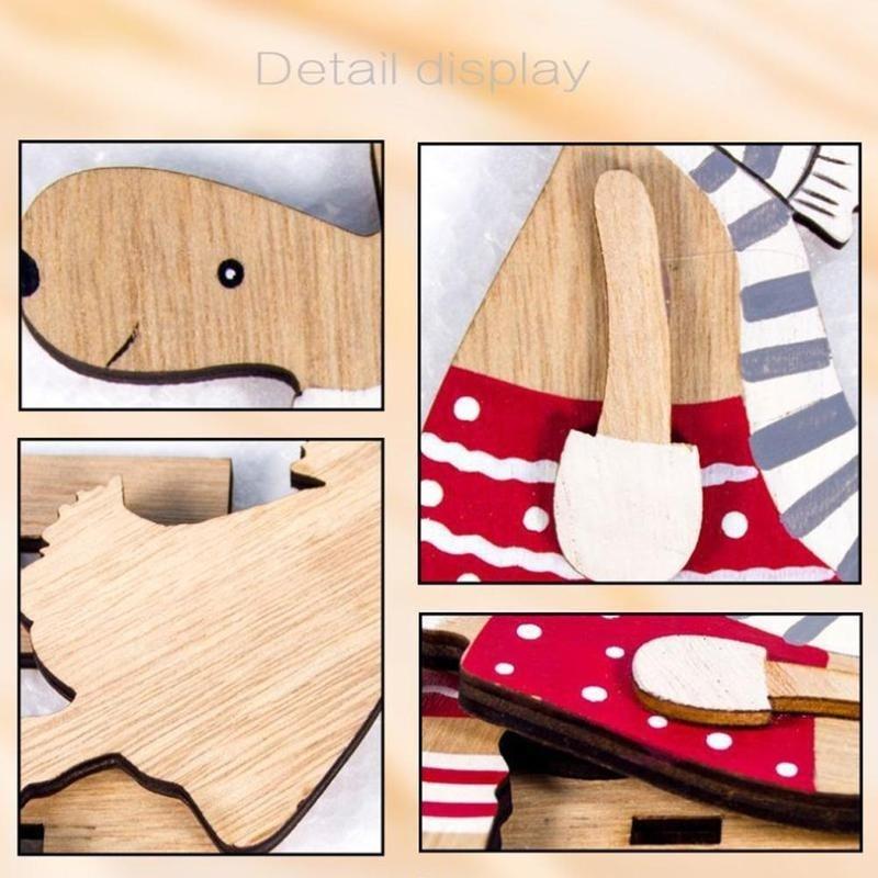 1PC Christmas Decoration DIY Wood Painted Christmas Elk Decoration Desktop Stitching Decoration Child Christmas Pendant Gift