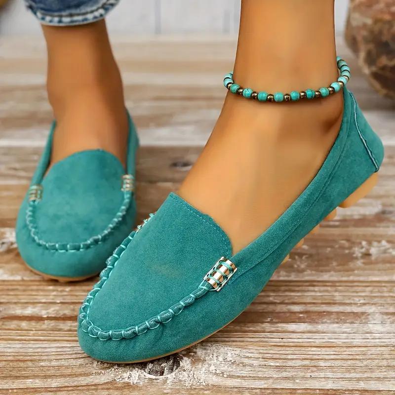 Women's Metal Decor Loafers, Casual Slip On Flat Shoes, Women's Lightweight & Comfortable Shoes