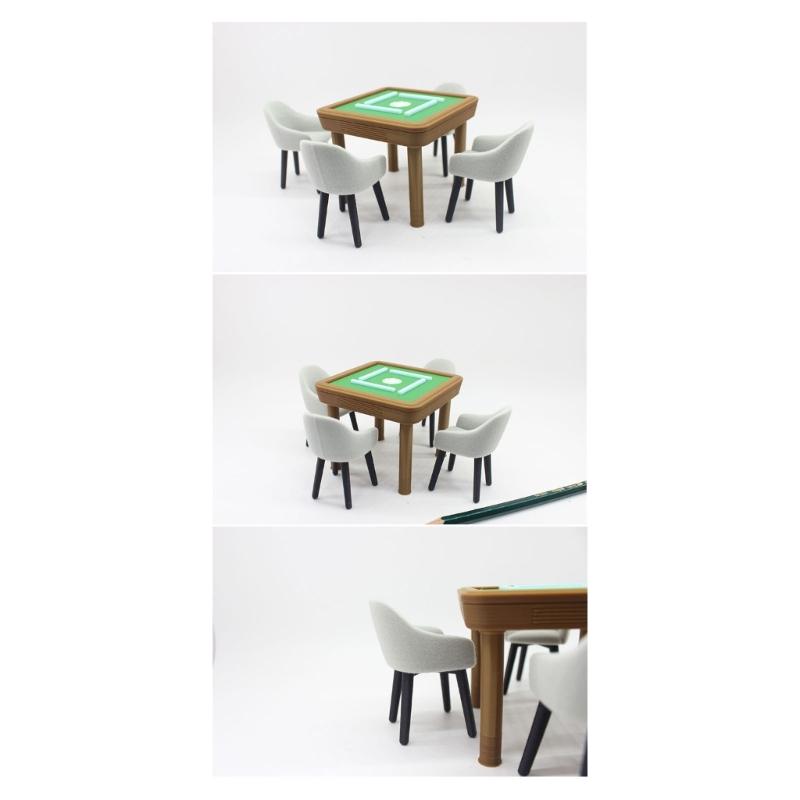 1/12 Scale Miniature Mahjong Table and Chair Model Figurine For Doll House With Realistic And Fine Detail Scene Setting