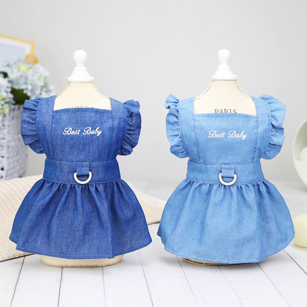 Cute Denim Dog Dress for Small Dogs And Cats Summer Outfit for Female Puppies Chihuahua Yorkie Shih Tzu Puppy Clothes