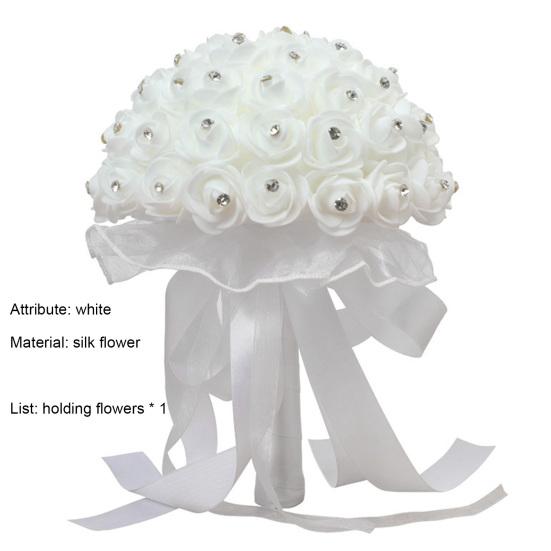 Exquisite Bouquet Flower Soft Ribbon Faux Silk Flower Stylish Bright-colored Holding Flower for Engagement