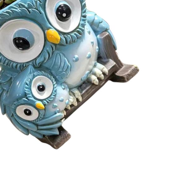 Cute Owl Planter Small Rocking Chair Animal Flower Pots with Drainage Hole Resin Plant Container for Outdoor Indoor Plants