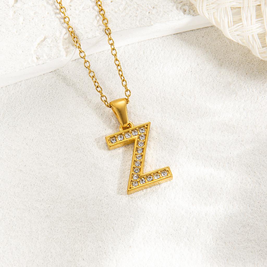 1pc Fashion Shining A-Z Letter Pendant Charm Necklace 26 Initial Alphabet Name Clavicle Chain Party Valentine's Day Jewelry Gift