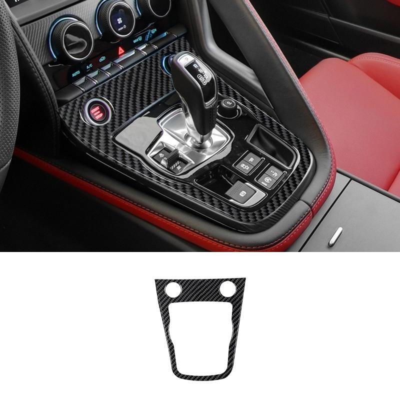 1PC Real Carbon Fiber Car Central Control Gear Shift Panel Frame Sticker For Jaguar F-Type 2013-2022 Car Interior Accessories