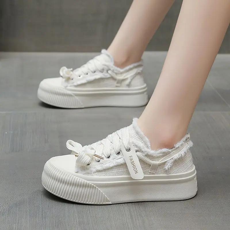 Удобные и элегантные женские парусиновые туфли на шнуровке Оригинальное высокое качество Эстетика Y2k Дизайнерская роскошная женская обувь 35 4498₽