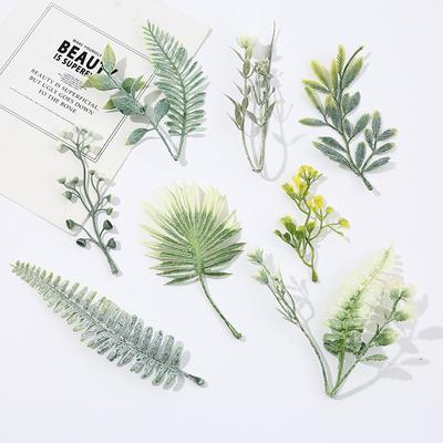 10PCS False Green Plant Bonsai Decorations Artificial Green Leaves Plants