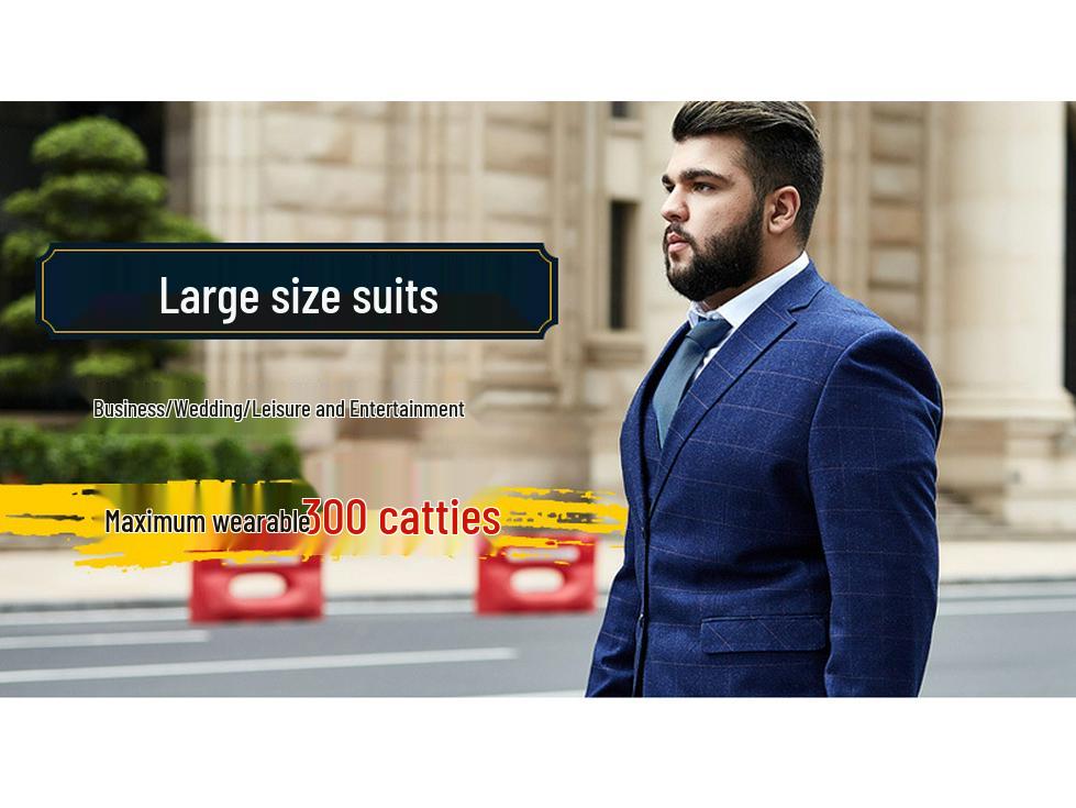 Men's Plus Size Plaid Suit Set for Weddings & Casual Events