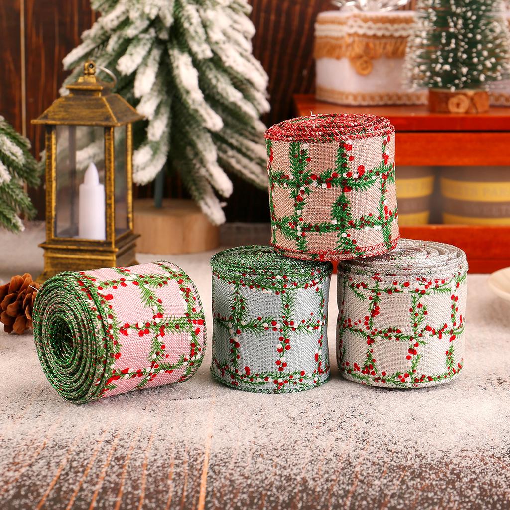 Christmas Plaid Ribbon Roll Creative Decorative Bow Ribbon Christmas Ribbon Gift Packaging Accessories