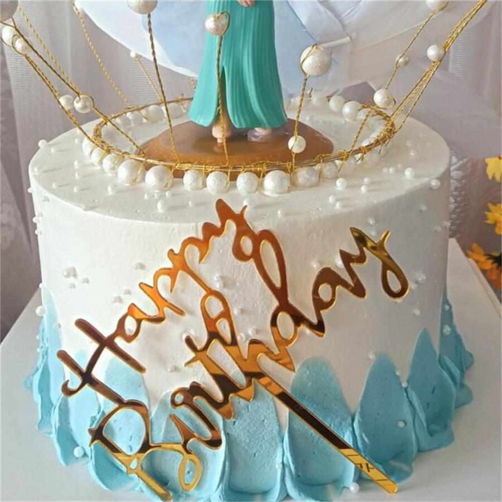 10pcs Plastic Giltter Happy Birthday Cake Topper Bling Decoration Sign Happy Birthday Acrylic Cake Topper Birthday Dessert Decor