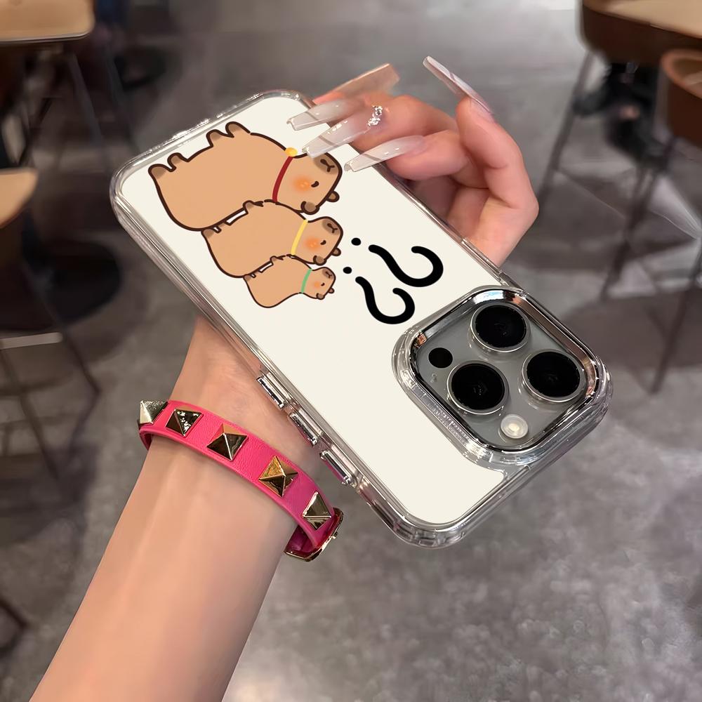 Cute Animal Capibara Phone Case For IPhone 17 Air 16 15 14 13 12 11 Pro Pro Max Plus Transparent Soft Cover