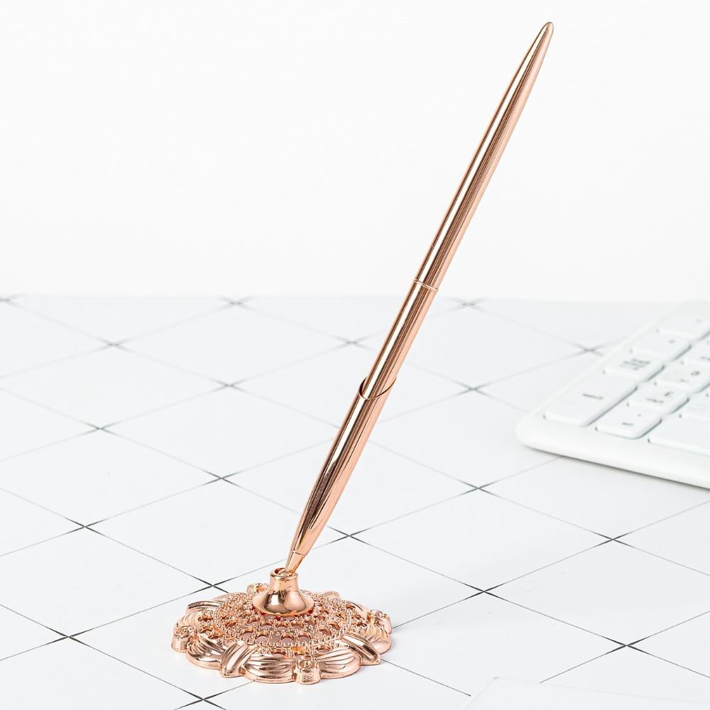 Wedding Decor Reception Desk Pen Attached Base Metal Pen Stand Holder  Guest Book