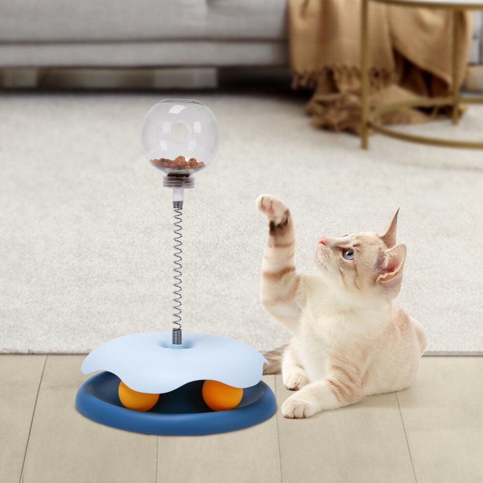 2IN 1 Cat Slow Feeder Treat Ball Toy,Leaky Food Interactive Cat Toy With 2 Moving Balls;Interactive Detachable for Indoor Cats Educational Toy