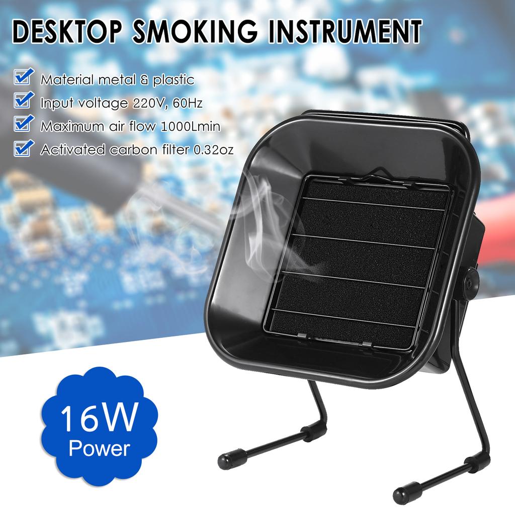 16W Fume Extractor Solder Smoke Absorber with Active Carbon Filter Sponge Adjustable Angle Quiet