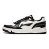 Li Ning Qingchao Synthetic Leather Slip Resistant Abrasion Resistant Low top Skateboard Shoes Men's White Black AGCT009-4
