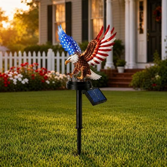 America 250th Anniversary Solar Eagle Garden Light, Patriotic Memorial Day Decor, Solar Powered Eagle Stake Light for 4th of July Yard, Outdoor