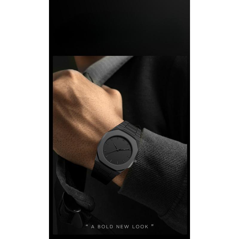 Lightweight Plastic Band Case Full Black Watch for Men Classic Simple Reloj Quartz Wristwatch Male Man New Fashion Style Clock