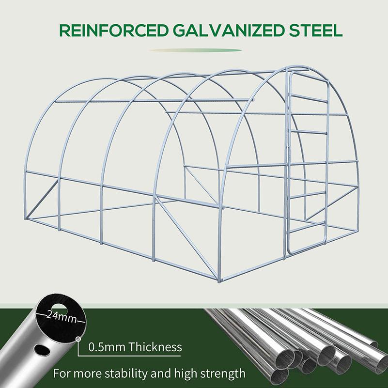 Reinforced Walk in Polytunnel Greenhouse, 4x3x2 m