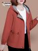 Women's Spring-Autumn Plus Size Hooded Windbreaker - Casual, Stylish, and Age-Reducing for Middle-Aged Women