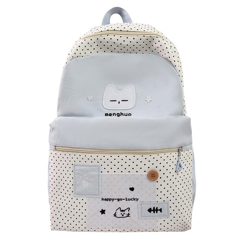 Japanese New High-value, Fresh and Sweet, Cute Cat Broken Store Backpack, Lightweight Spring Outing Backpack for Junior High School Students