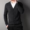 Fengxun Men's 100% Wool V-Neck Cardigan Sweater